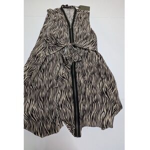 AllSaints Jayda Zebra Dress 100% Silk Oyster White Black Zip Front US 8 WD155M